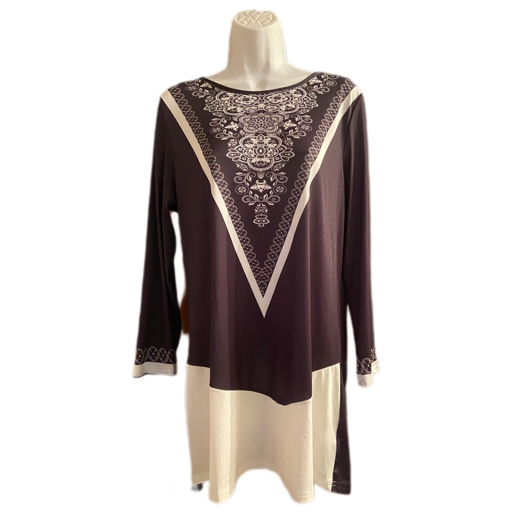 NWT Lily by Firmiana Abstract Long Sleeve Tunic, Size Large